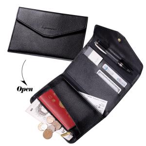 Black Tri Fold Envelop Travel Wallet