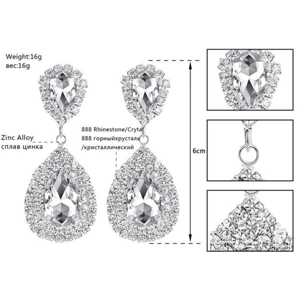 White Full Crystal Waterdrop Earrings