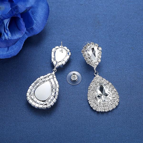 White Full Crystal Waterdrop Earrings