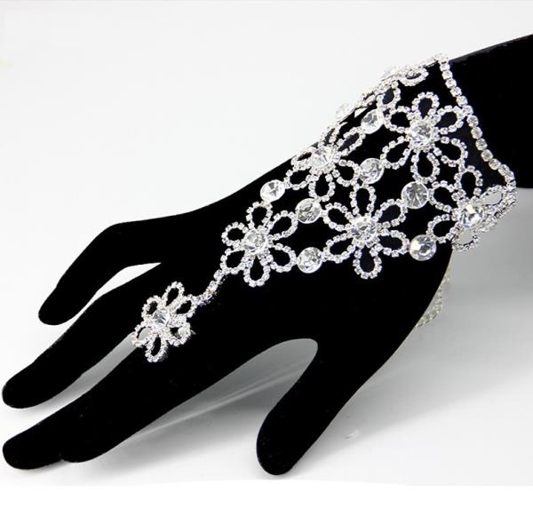 Flower Crystal Slave Ring Linked Bracelet