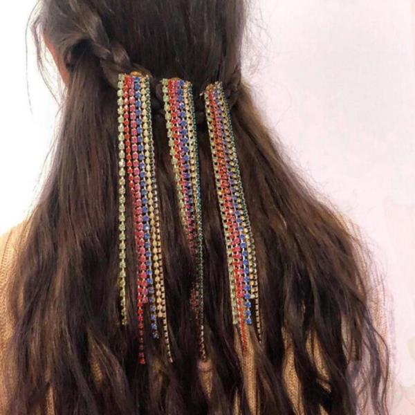 Rainbow Crystal Hair Tassel Comb