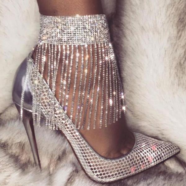 Crystal Tassel Anklet Shoe Decoration