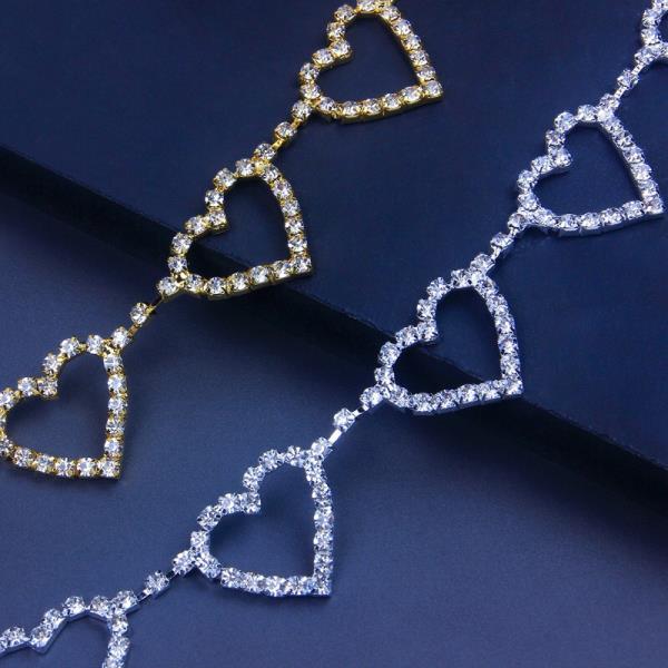 Hollow Crystal Heart Waist Body Chain