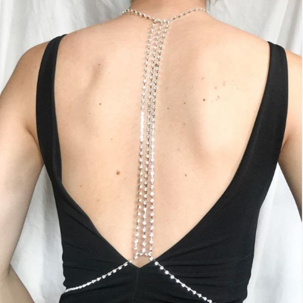 Crystal Multi Tassel Chest Body Chain