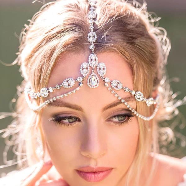 Silver Crystal Bride Forehead Headband