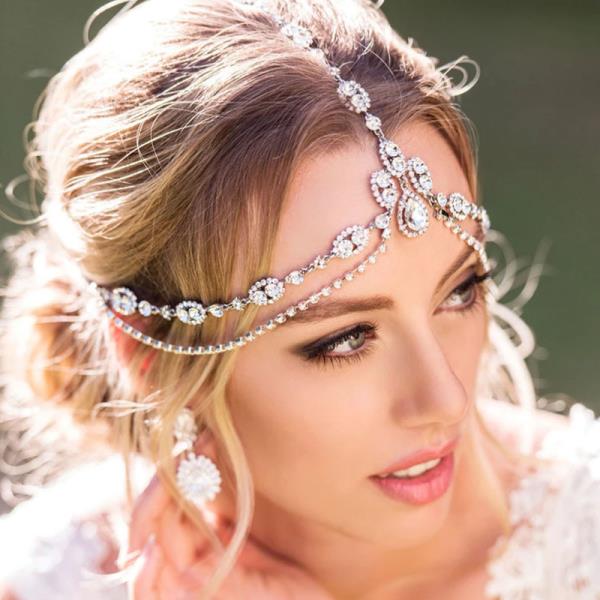 Silver Crystal Bride Forehead Headband