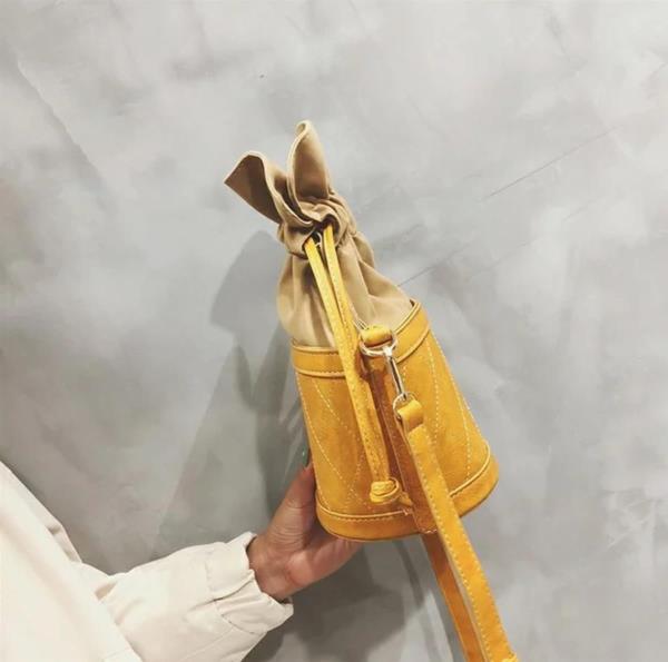 Yellow Bucket Drawstring Crossbody Bag