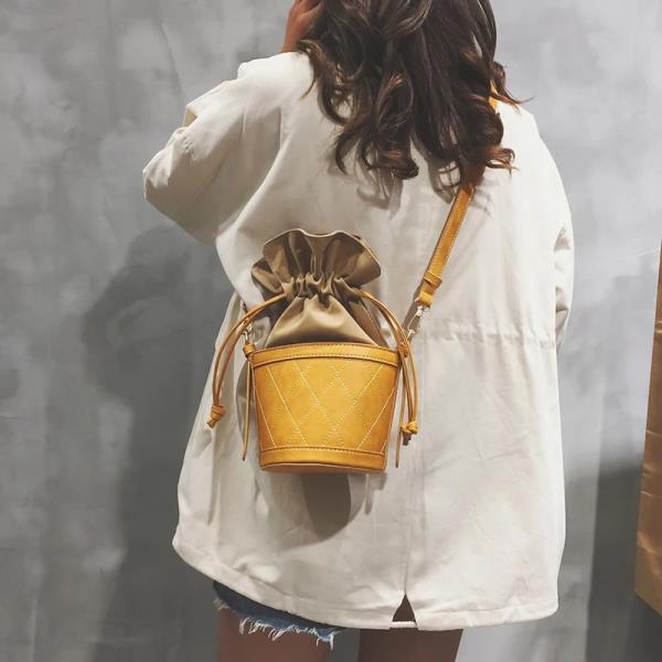 Yellow Bucket Drawstring Crossbody Bag