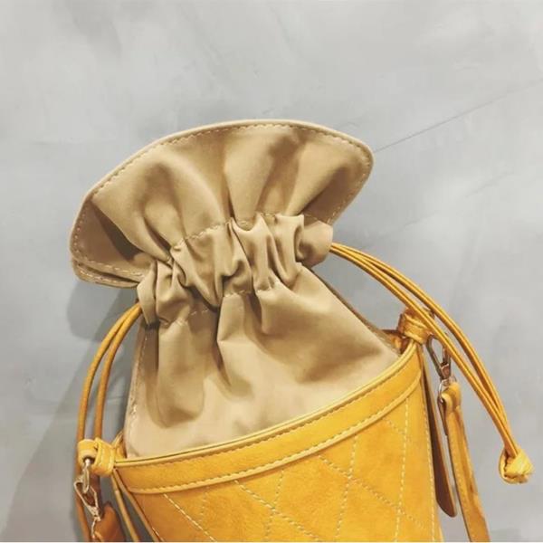 Yellow Bucket Drawstring Crossbody Bag