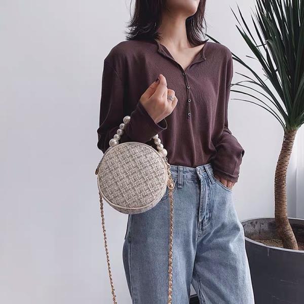 Round Pearl Handle Crossbody Bag