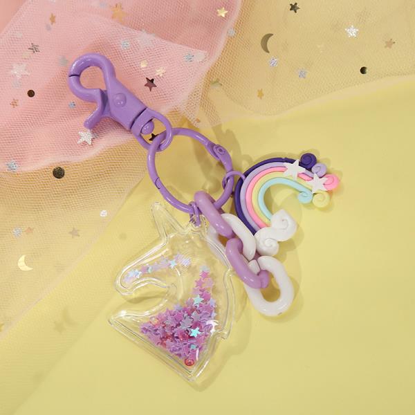 Rainbow Unicorn Quicksand Keyring