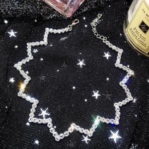 Stars Black Leather Choker Necklace