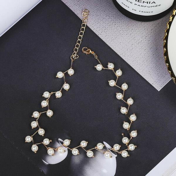 White Pearl Wedding Bride Choker Necklace