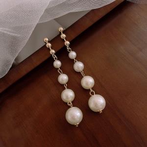 Retro Oval Rose Pearl Pendant Earrings