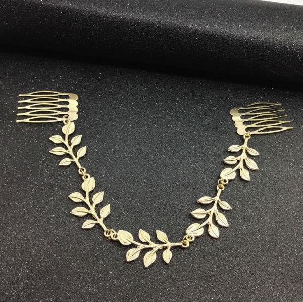 Gold Leaf Chain Hair Comb