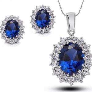 Luxury 18K Platinum Plated Zircon Star Tear Earrings Necklace Set