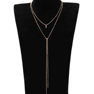 T Shape Crystal Long Necklace