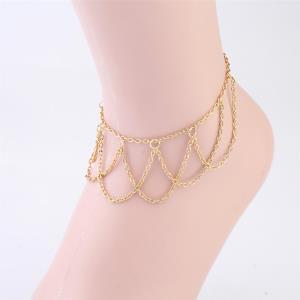 4 Pcs Gold Butterfly Leaf Multi Layer Anklet Set