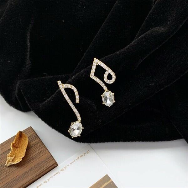 Crystal Melody Music Note Studs