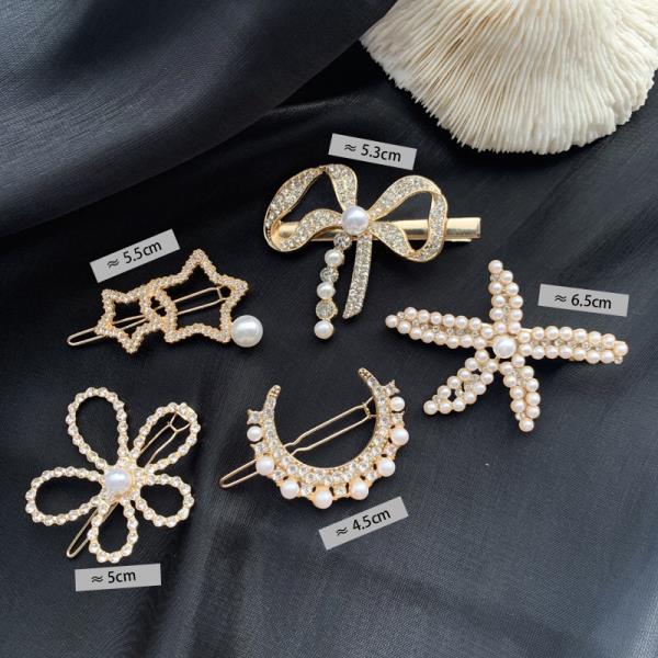 5 White Pearl Bow Hair Pins