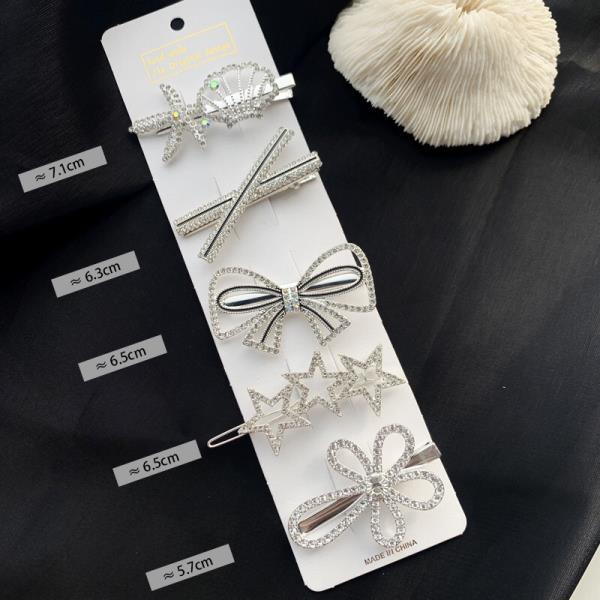 5 Crystal Silver Star Hair Pins