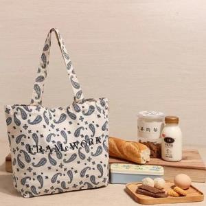 Japanese Canvas Blue Feather Tote Bag