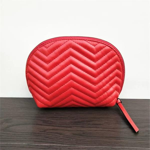 Red Heart PU Leather Makeup Bag