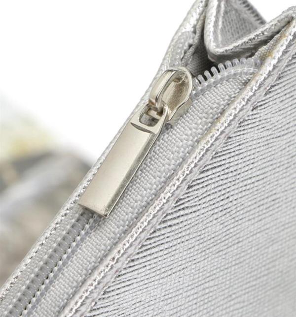 Silver Leather Card Coin Purse