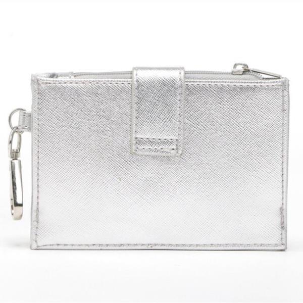 Silver Leather Card Coin Purse