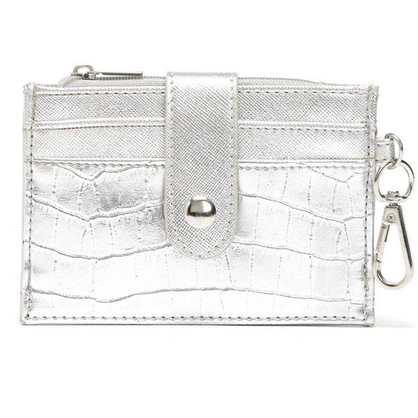 Silver Leather Card Coin Purse