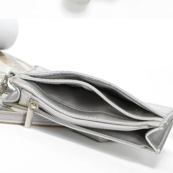 Silver Leather Card Coin Purse