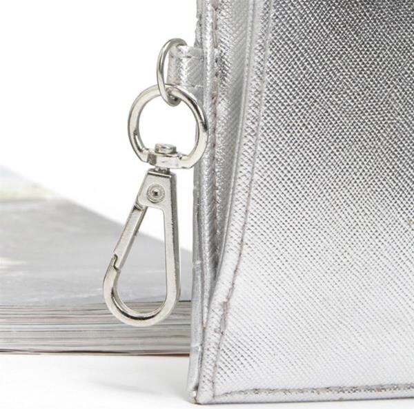 Silver Leather Card Coin Purse