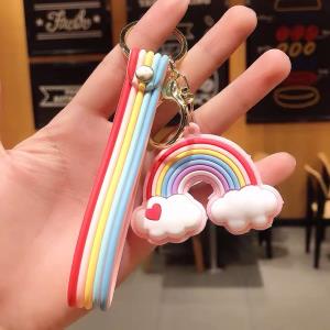 Woven Rainbow Tassel Ball Keyring Bag Decoration