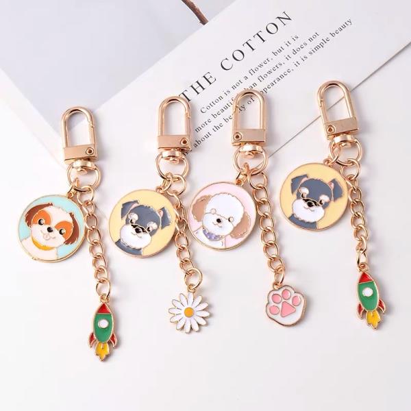 Cartoon Round Dog Chain Keyring