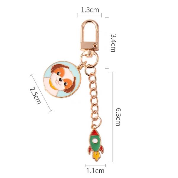 Cartoon Round Dog Chain Keyring