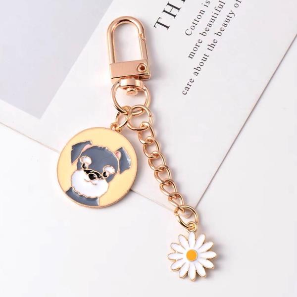 Cartoon Round Dog Chain Keyring