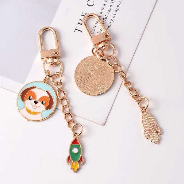 Cartoon Round Dog Chain Keyring