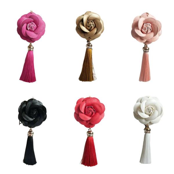 Camellia Leather Flower Keyring