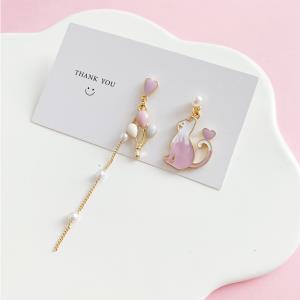 7 Pairs Imitation Pearl Crystal Flower Studs Set