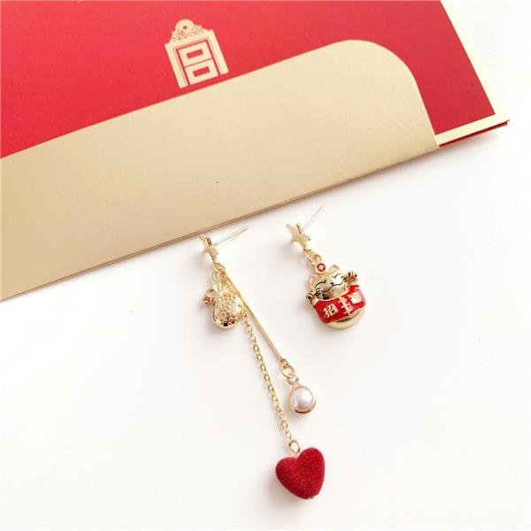 New Year Red Pendant Earrings