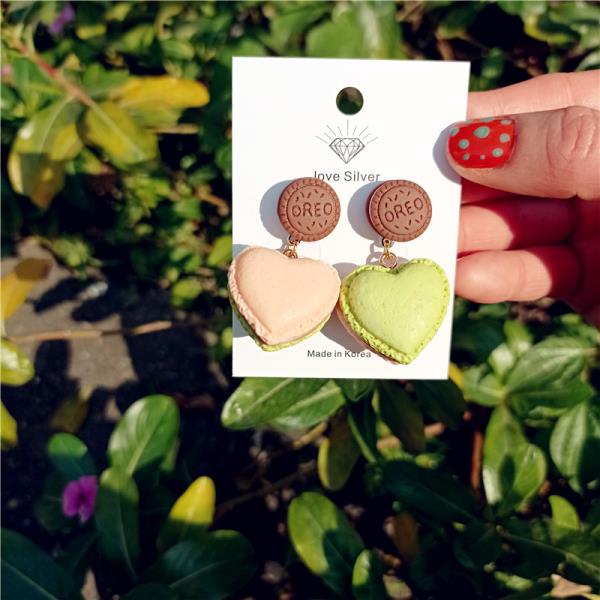 Cartoon Heart Cookie Resin Earrings