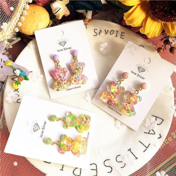 Cartoon Jelly Bear Pendant Earrings