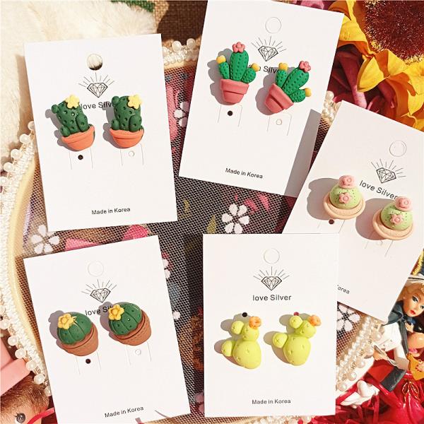 Green Pot Cactus Studs