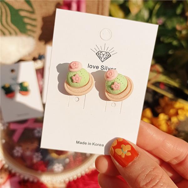 Green Pot Cactus Studs