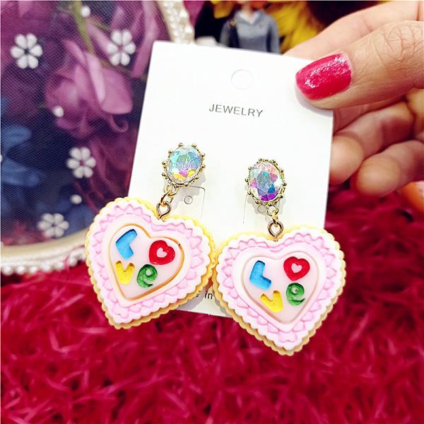 Cartoon Heart Cookie Earrings