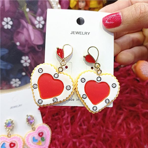 Cartoon Heart Cookie Earrings