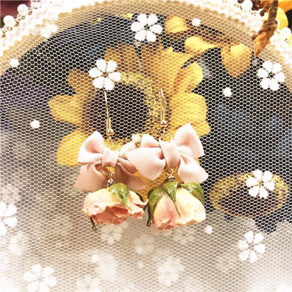 Fairy Pink Dried Flower Resin Earrings