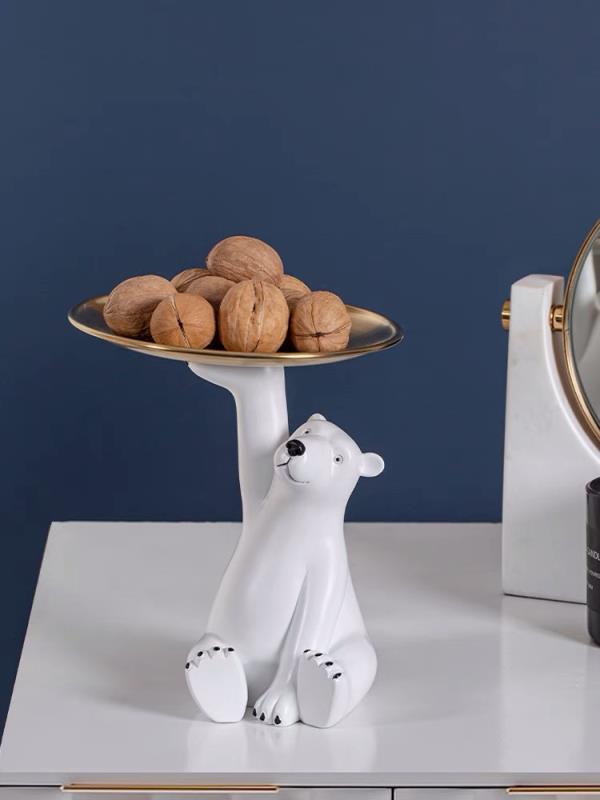 White Polar Bear Figurine Decoration Plate