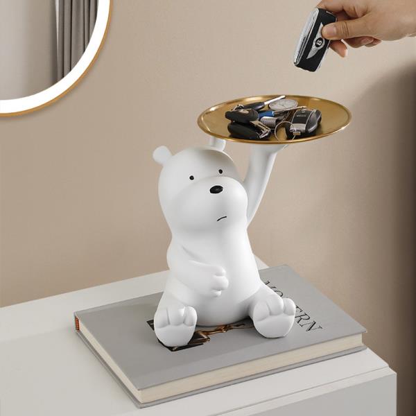 White Polar Bear Figurine Decoration Plate