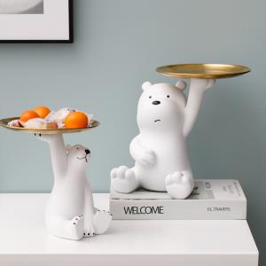 White Polar Bear Figurine Decoration Plate